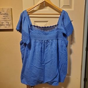 Gorgeous 3X Blue Eyelet Blouse